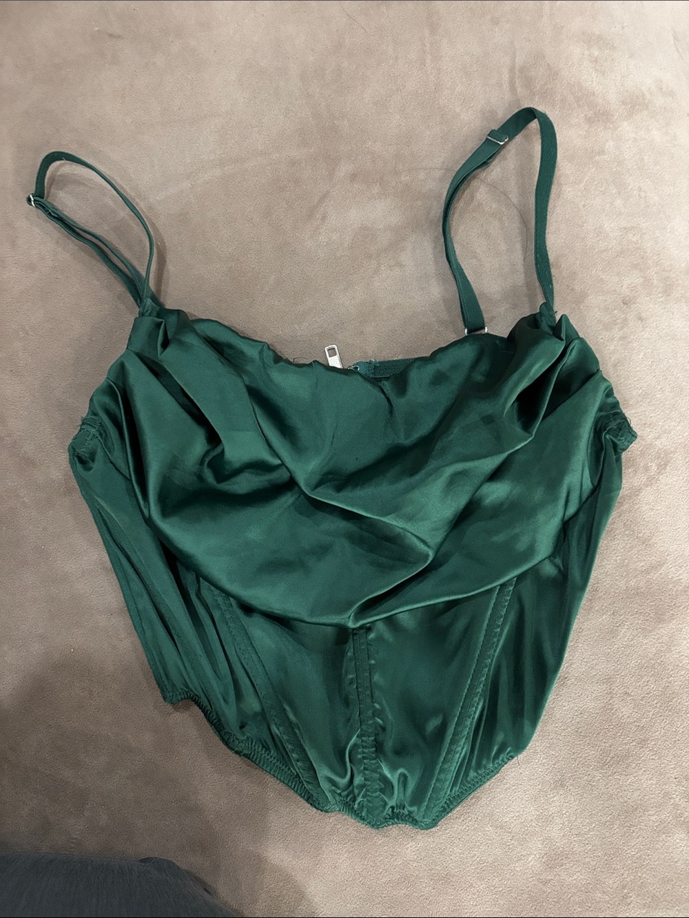 Urban Outfitters Emerald Green Satin Crop Top